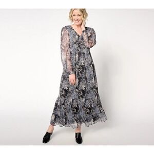 Me by Jennie Garth Petite Misty Woven Maxi Dress Black Petite XL #17M